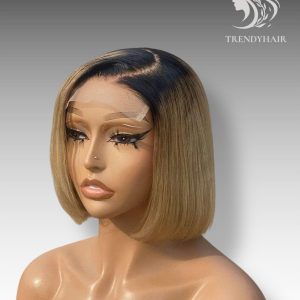 8inch Bone Straight Wig Blonde Color Human Hair Lace Wig