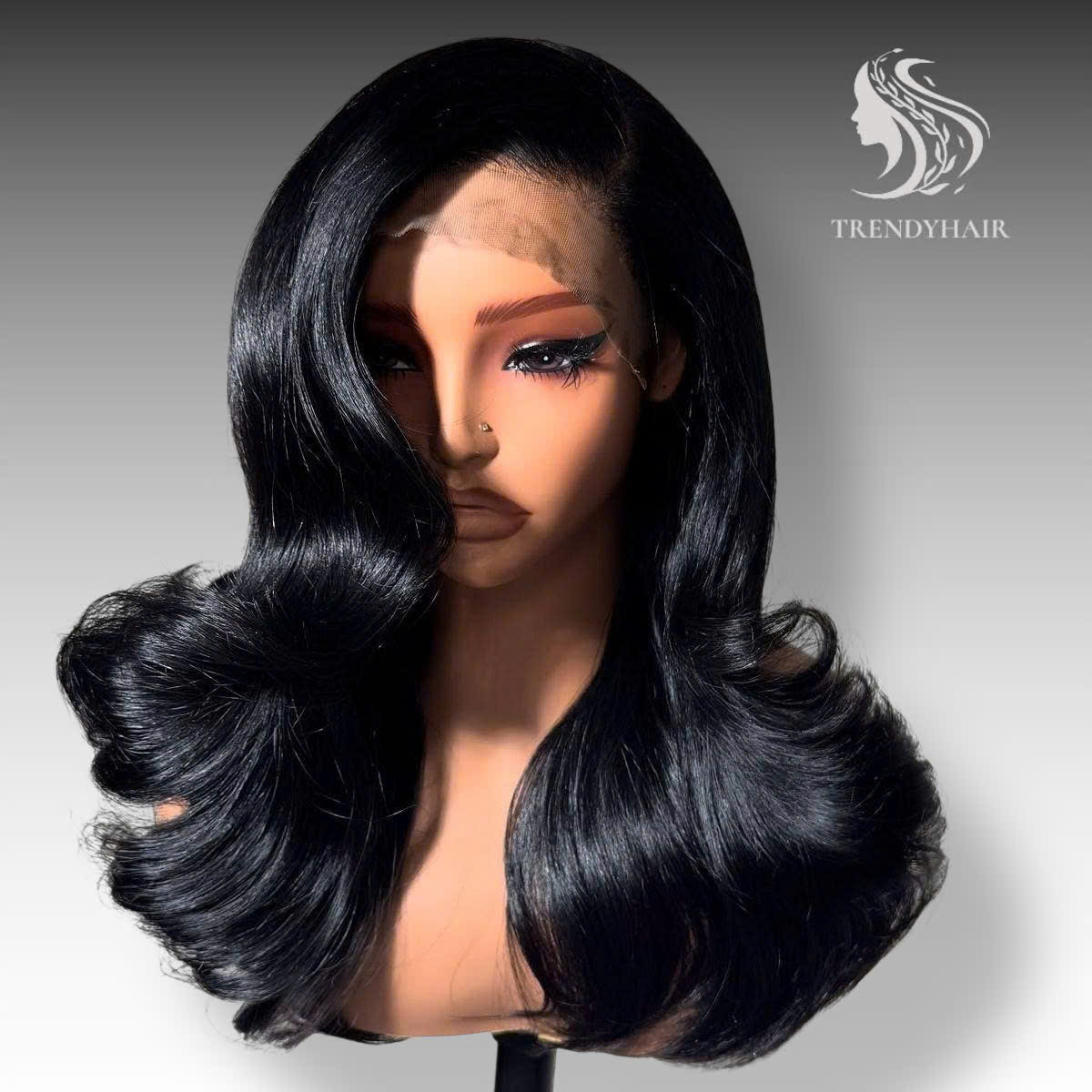 16inch Custom Wig Black Color Human Hair Lace Wig