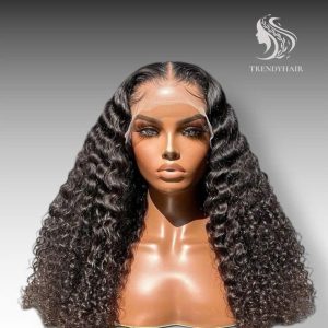 20inch Water Wave Wig Black Color Human Hair Lace Wig