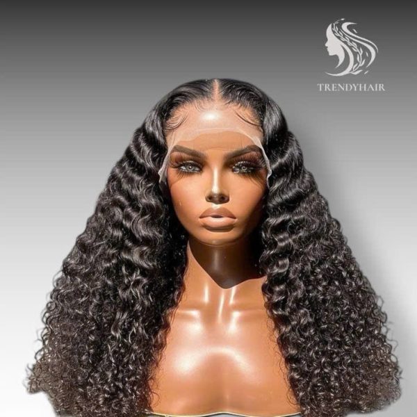 20inch Water Wave Wig Black Color Human Hair Lace Wig