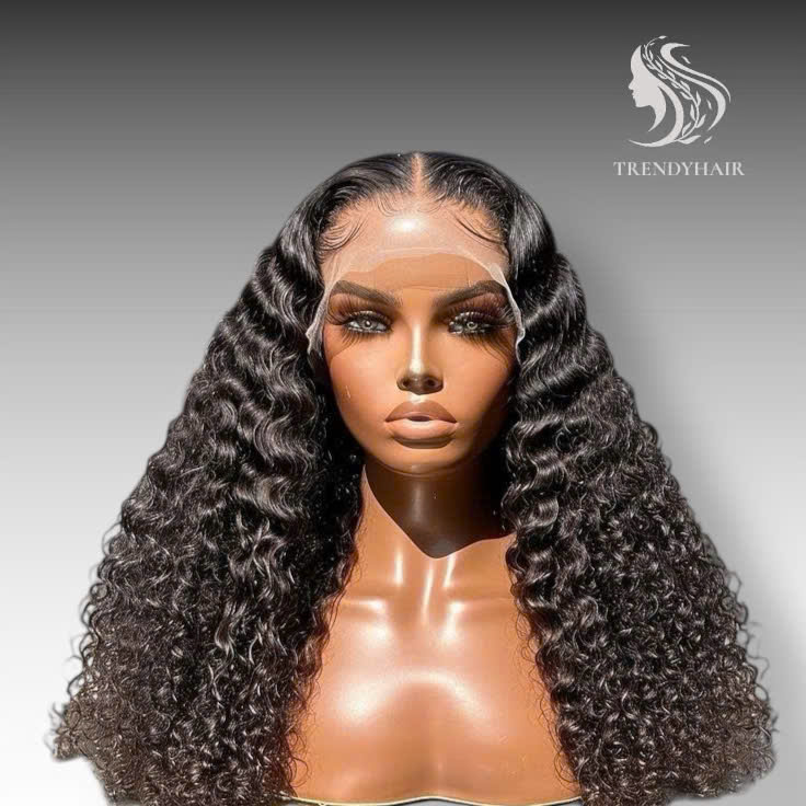 20inch Water Wave Wig Black Color Human Hair Lace Wig