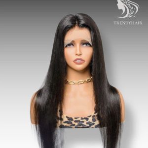 20inch Bone Straight Wig Natural Black Color Human Hair Lace Wig