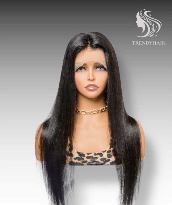 20inch Bone Straight Wig Natural Black Color Human Hair Lace Wig