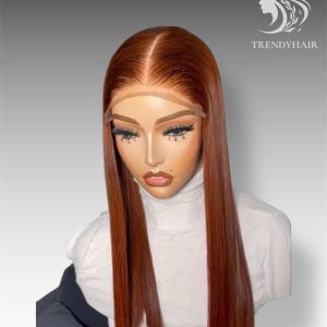 20inch Bone Straight Wig Orange Color Human Hair Lace Wig