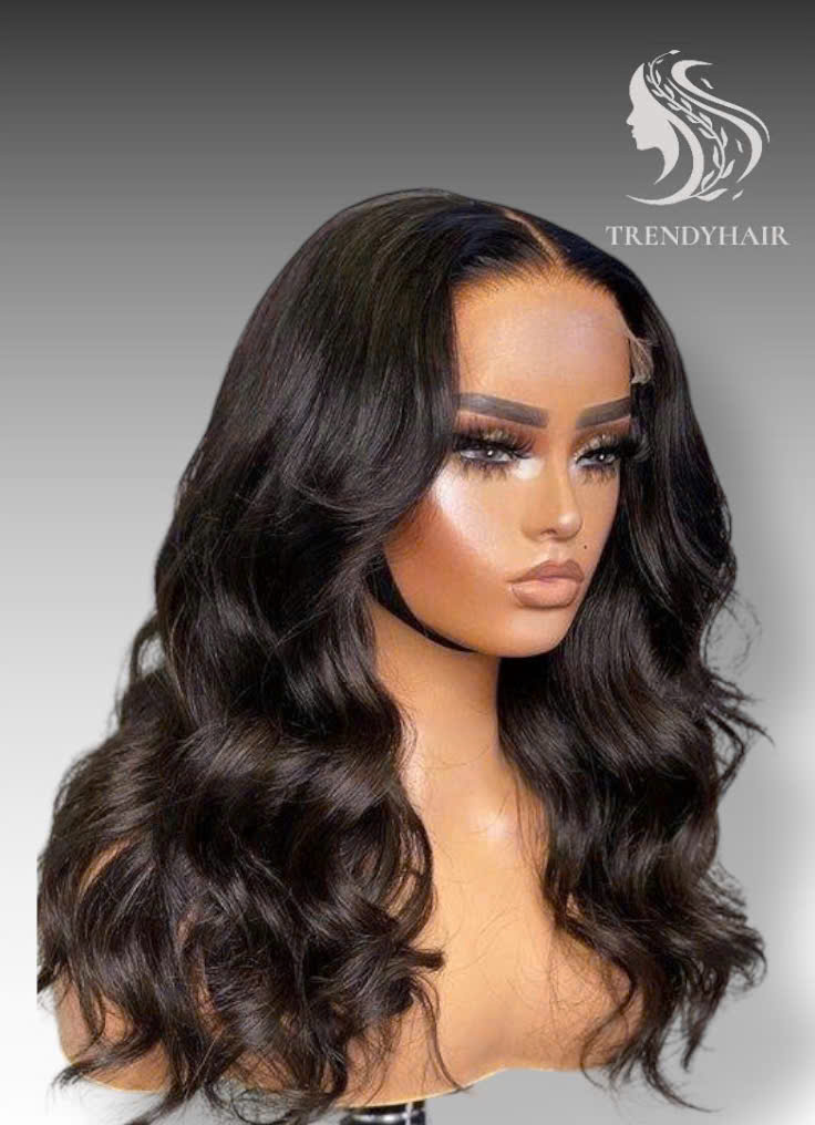 20INCH WATER WAVE WIG BLACK COLOR HUMAN HAIR LACE WIG