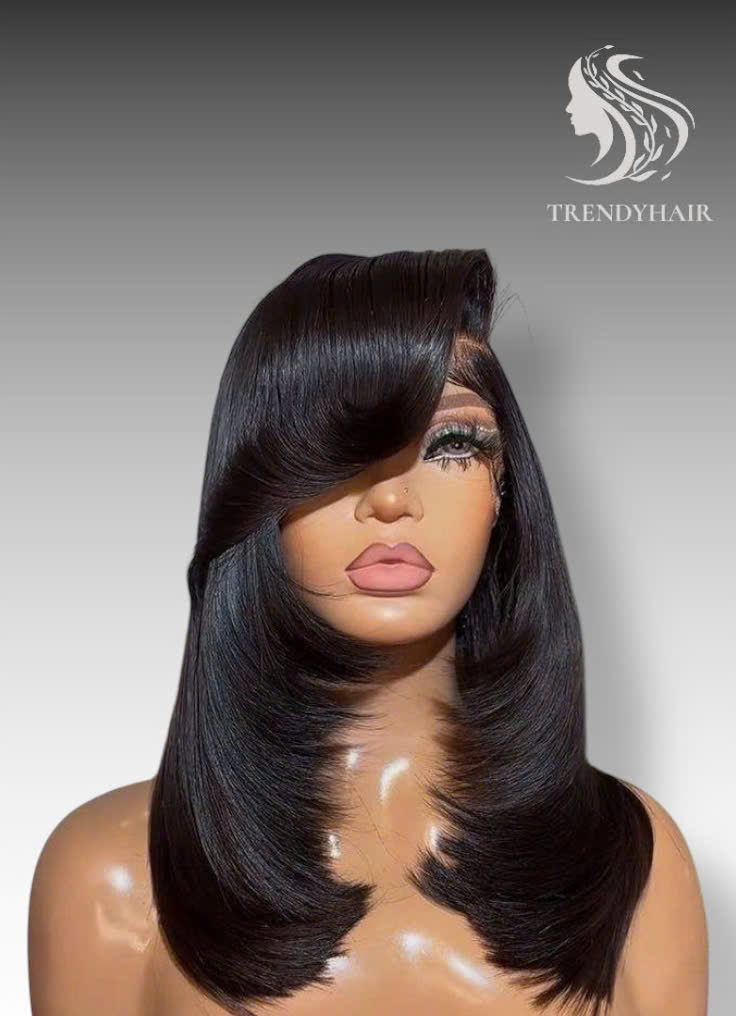 14inch Custom Wig Black Color Human Hair Lace Wig