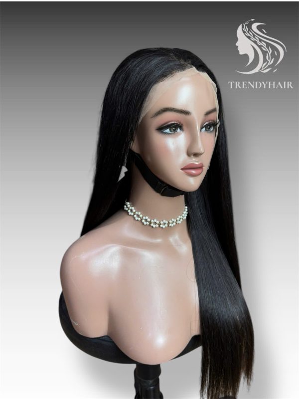 22inch Bone Straight Wig Black Color Human Hair Lace Wig
