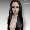22inch Bone Straight Wig Black Color Human Hair Lace Wig