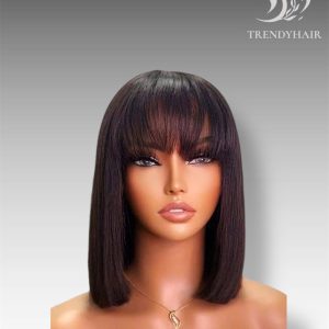 12inch Bone Straight Wig – Brown Color – Human Hair Lace Wig | Elegant Natural Look