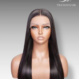 20inch Bone Straight Wig Black Color Human Hair Lace Wig – Silky Finish & Natural Elegance