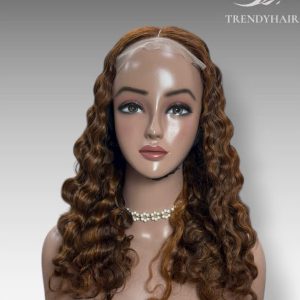 20inch Curly Wig Brown Color Human Hair Lace Wig – Factory-Direct Quality